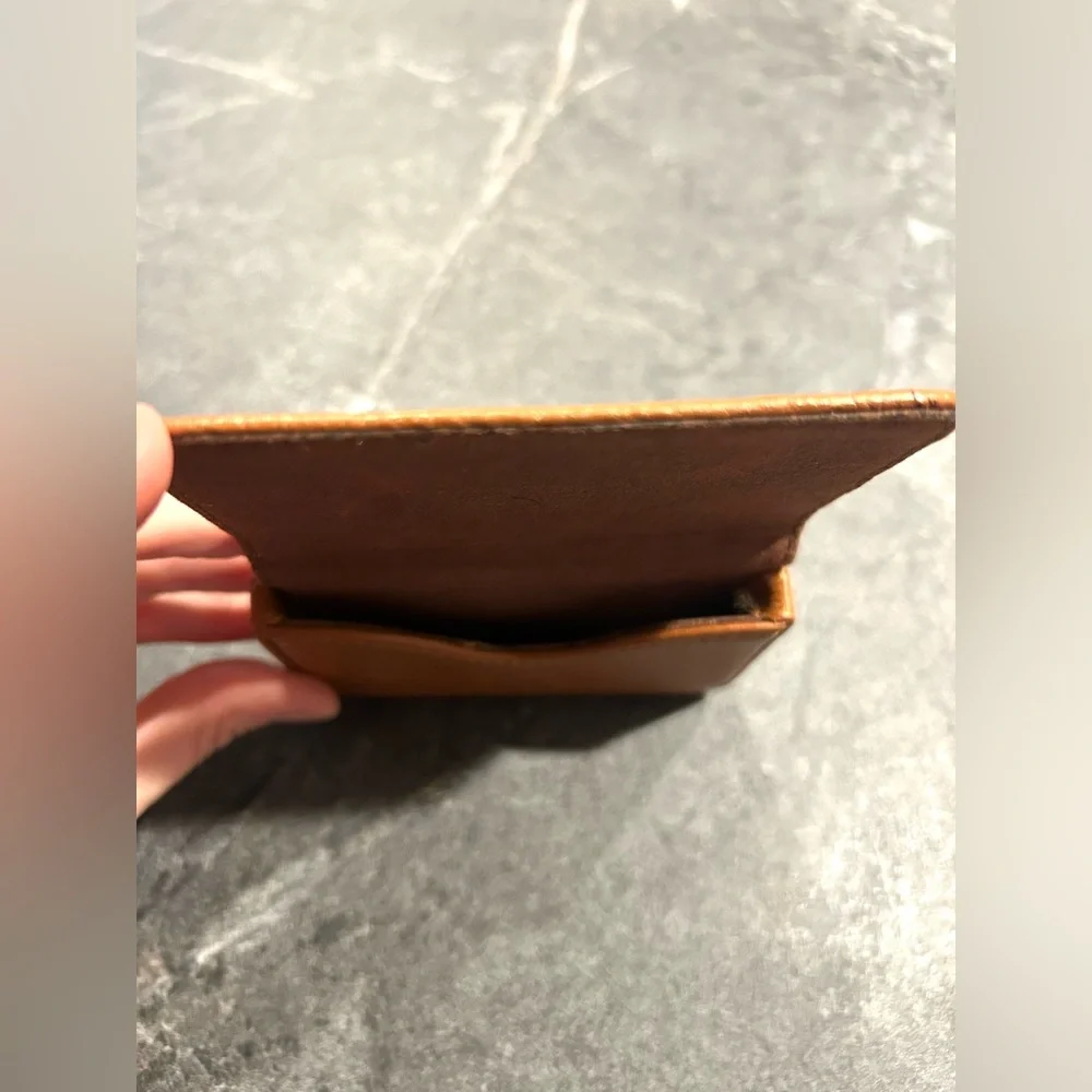 Vintage Brown Leather Card Holder Wallet Minimalist Slim Pocket Organizer